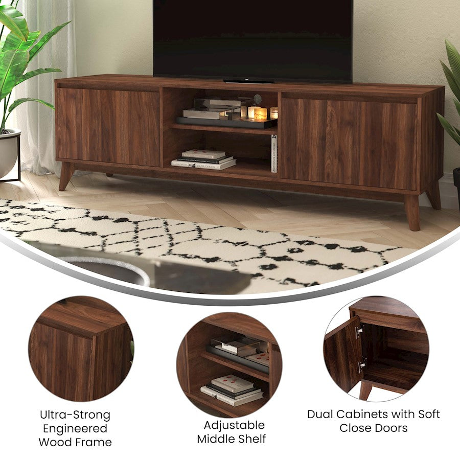 Flash Furniture Hatfield 70" Tv Stand, Walnut
