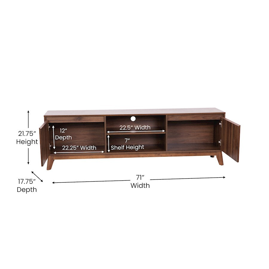 Flash Furniture Hatfield 70" Tv Stand, Walnut