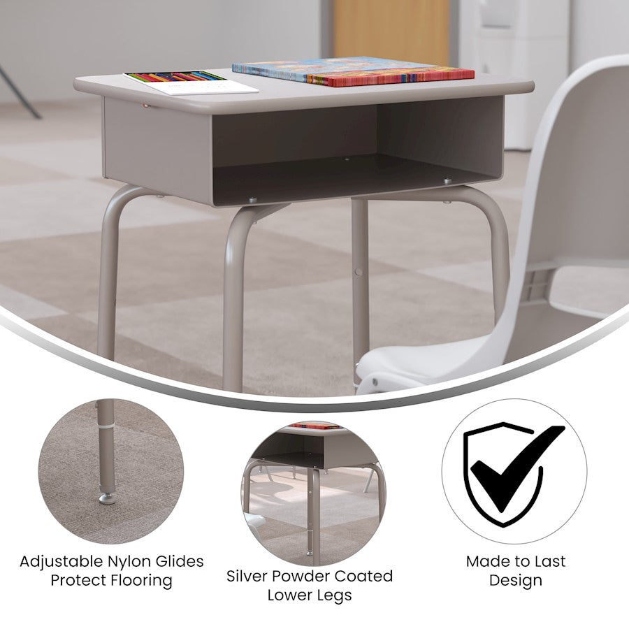 Flash Billie Open Front Desk, Gray