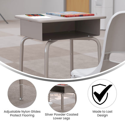 Flash Billie Open Front Desk, Gray