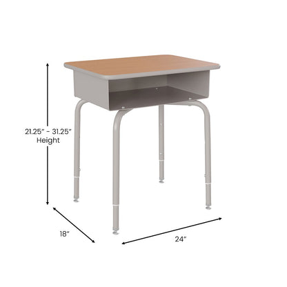 Flash Billie Open Front Desk, Walnut/Silver
