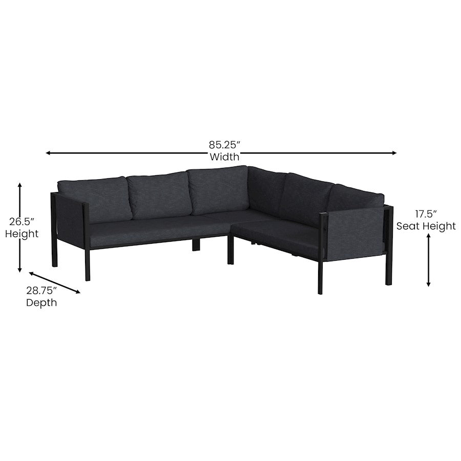 Flash Furniture Lea Sectional With Cushions, Charcoal