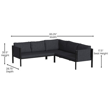 Flash Furniture Lea Sectional With Cushions, Charcoal