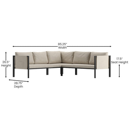 Flash Furniture Lea Sectional With Cushions, Light Gray