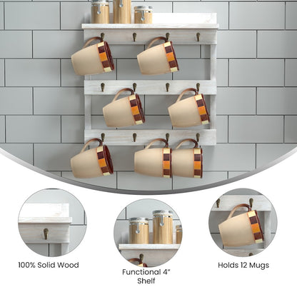 Flash Furniture Campbell Coffee Mug Rack, White Wash