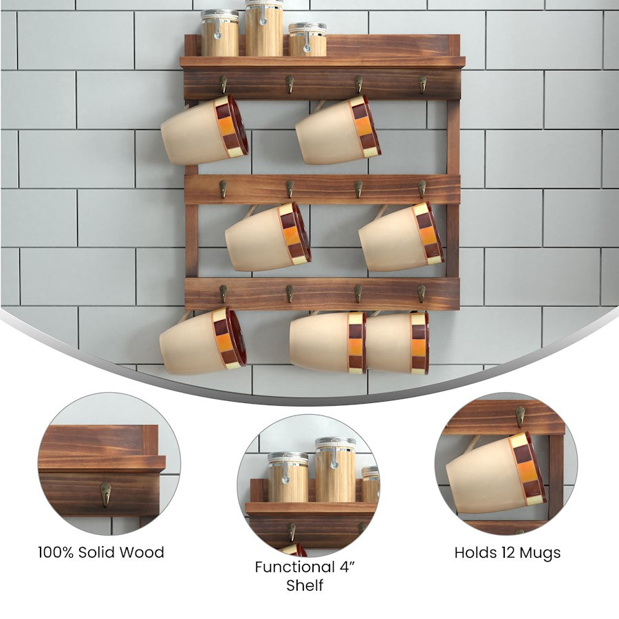 Flash Furniture Campbell Coffee Mug Rack, Rustic BN