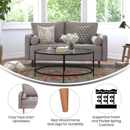 Flash Furniture Hudson Loveseat Sofa, Stone Gray