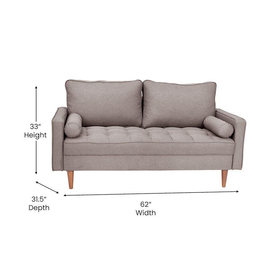 Flash Furniture Hudson Loveseat Sofa, Stone Gray