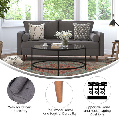 Flash Furniture Hudson Upholstered Sofa, Dark Gray