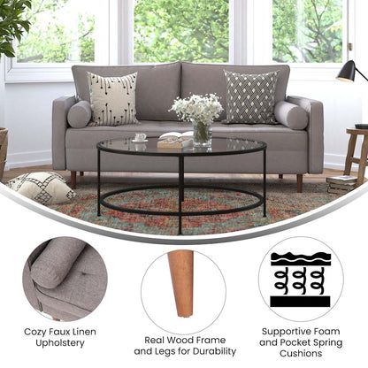 Flash Furniture Hudson Upholstered Sofa, Stone Gray