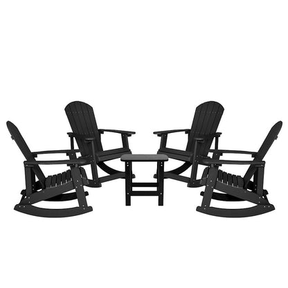Flash Furniture Savannah 4 Rockers/1 Table, BK