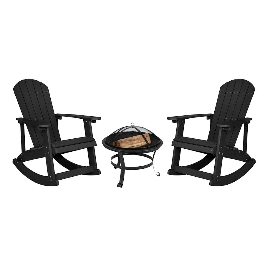 Flash Furniture Savannah Pack Of 2 Rockers/Fire Pit, BK