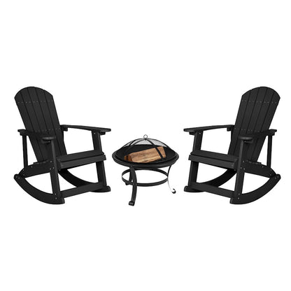 Flash Furniture Savannah Pack Of 2 Rockers/Fire Pit, BK