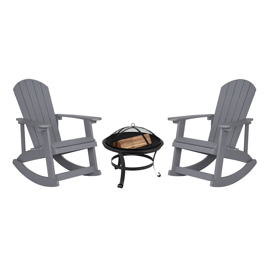 Flash Furniture Savannah Pack Of 2 Rockers/Fire Pit, Gray