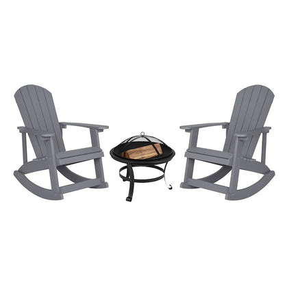 Flash Furniture Savannah Pack Of 2 Rockers/Fire Pit, Gray