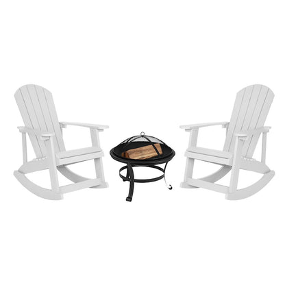 Flash Furniture Savannah Pack Of 2 Rockers/Fire Pit, WH