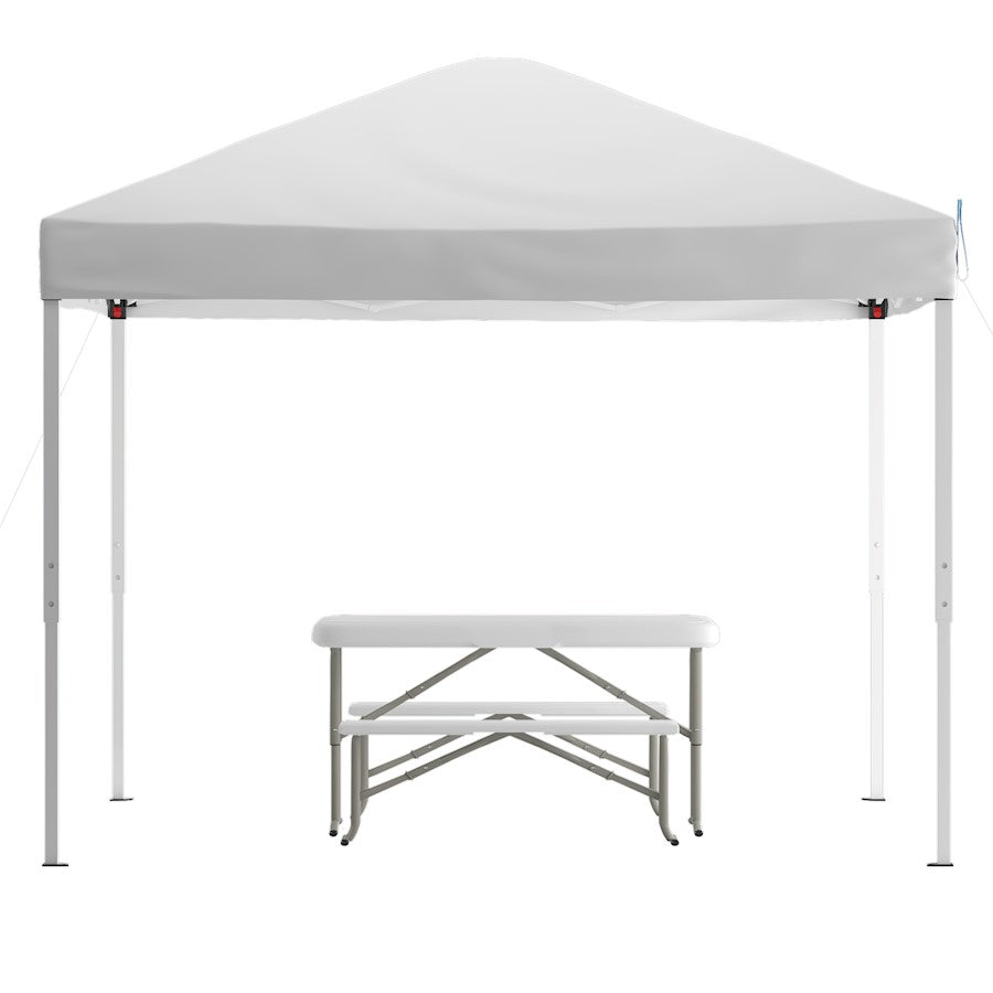 Flash Furniture Knox Canopy Tent/Folding Bench, White