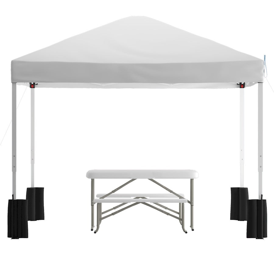 Flash Furniture Harris Canopy Tent/Folding Bench, White
