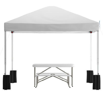 Flash Furniture Harris Canopy Tent/Folding Bench, White