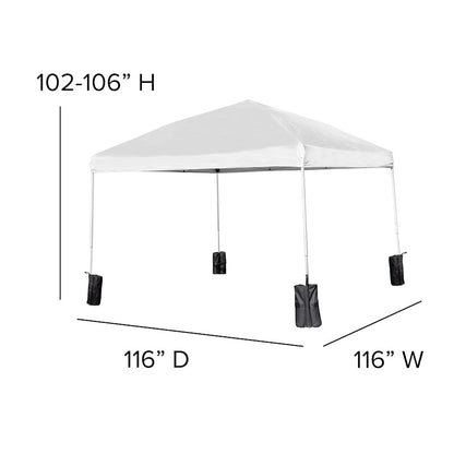 Flash Furniture Harris Canopy Tent/Folding Bench, White