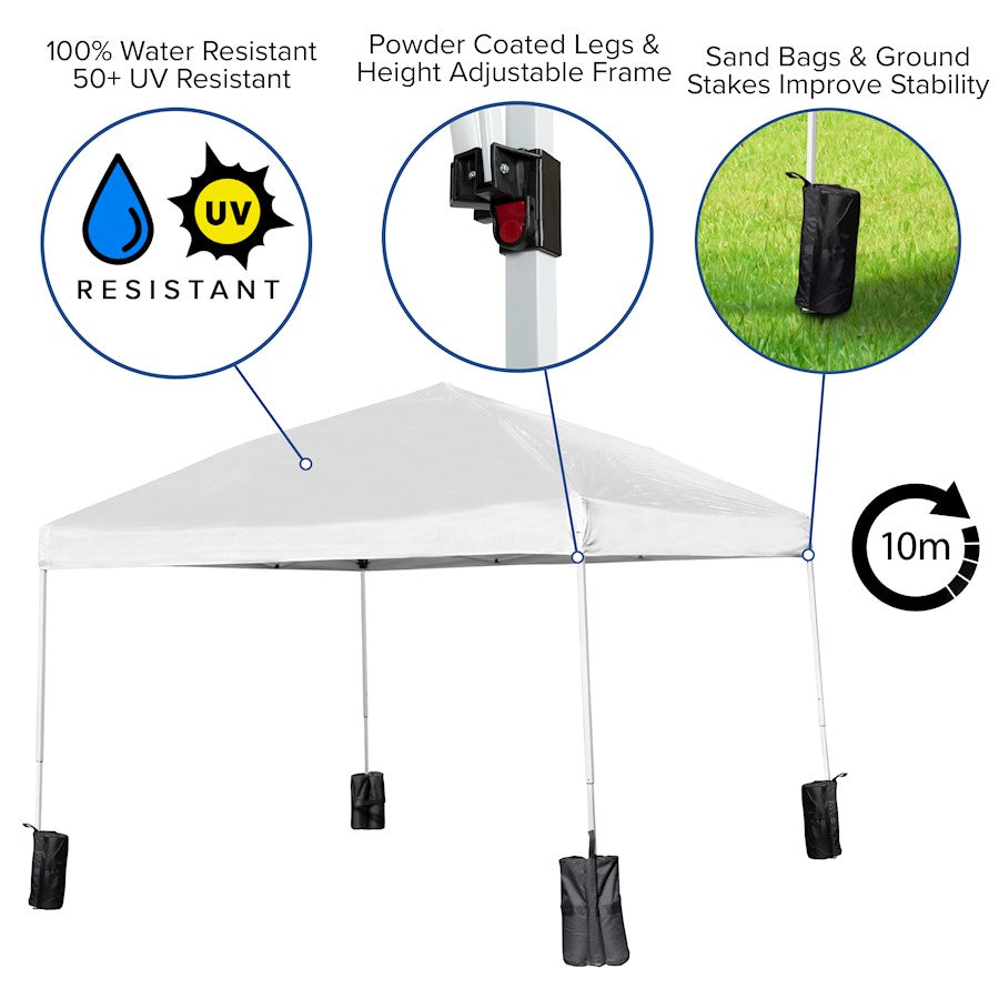 Flash Furniture Harris Canopy Tent/Folding Bench, White