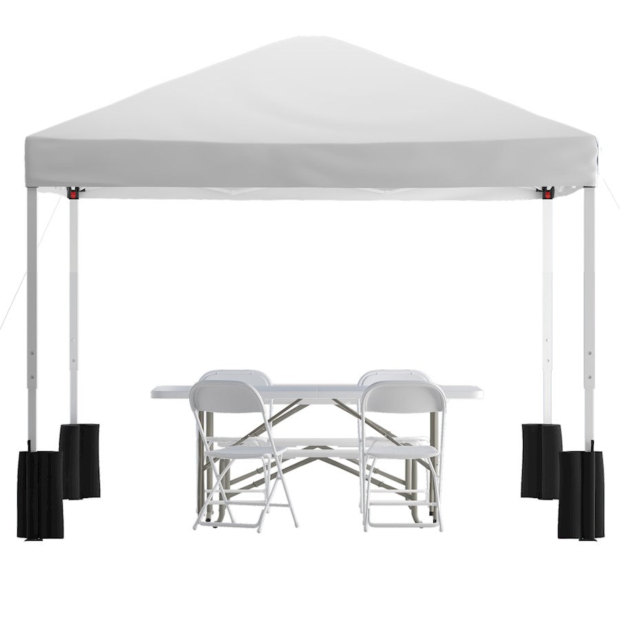 Flash Otis Wheeled Canopy Tent/Table/4 Chairs, WH
