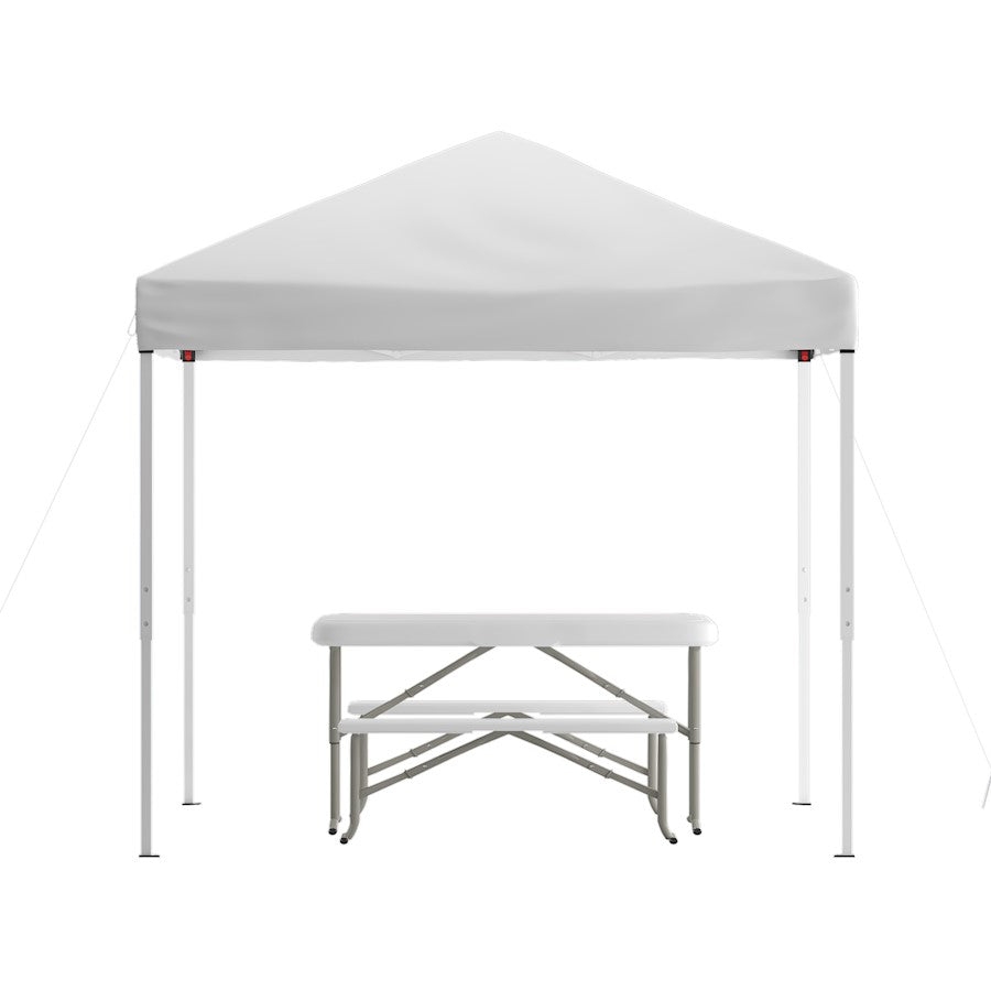 Flash Furniture Kramer Canopy Tent/Folding Bench, White