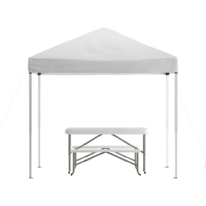 Flash Furniture Kramer Canopy Tent/Folding Bench, White