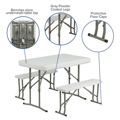 Flash Furniture Kramer Canopy Tent/Folding Bench, White