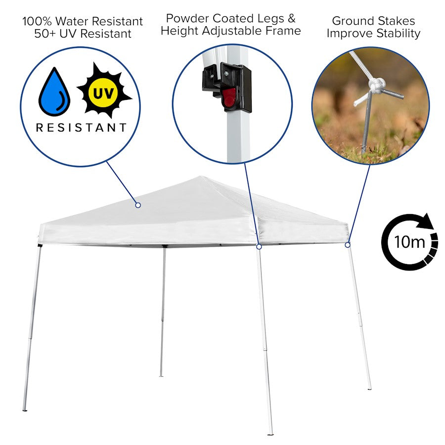 Flash Furniture Kramer Canopy Tent/Folding Bench, White