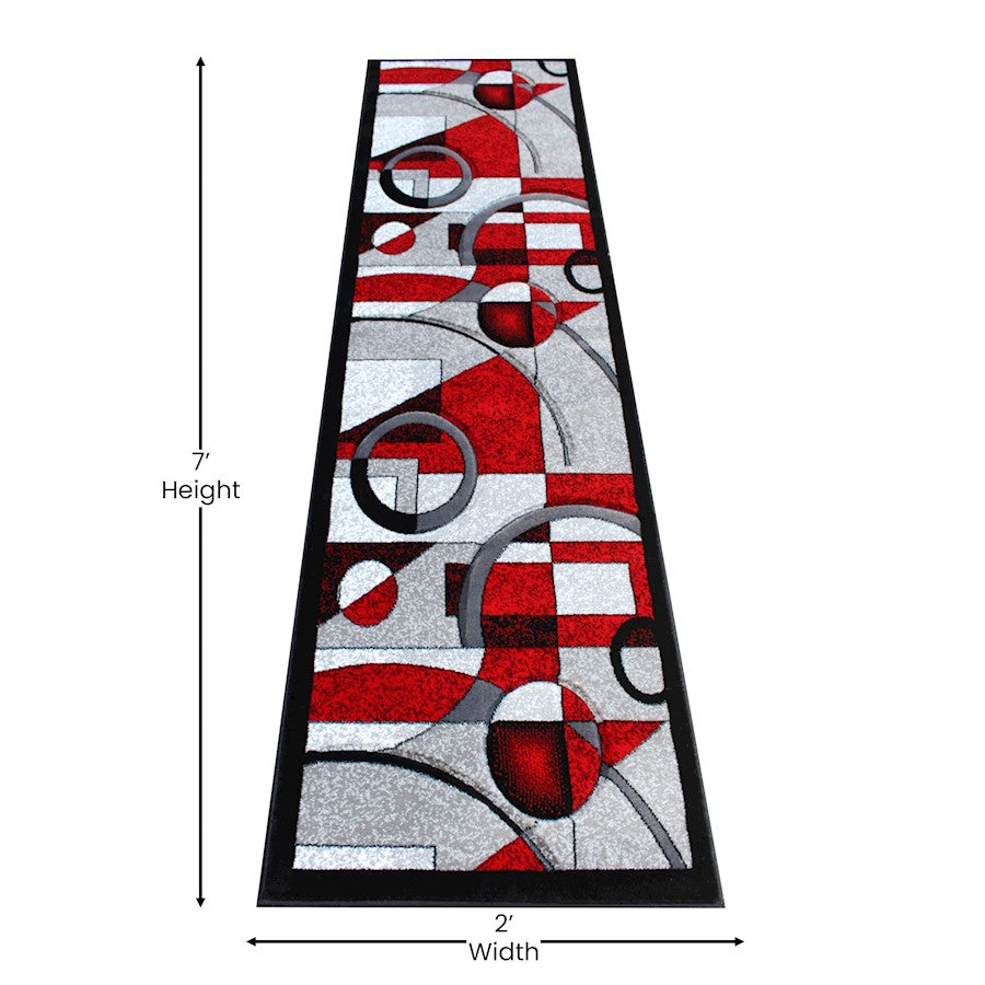 Flash Furniture Elias 2X7 Abstract Rug, Red