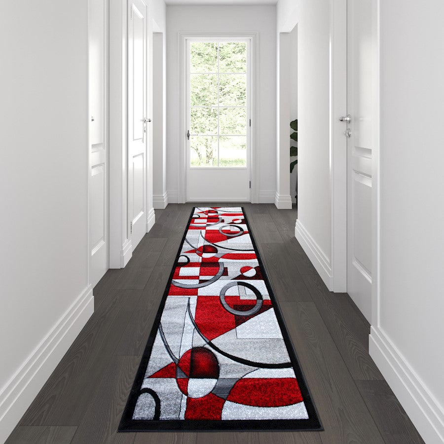 Flash Furniture Elias 3X10 Abstract Rug, Red