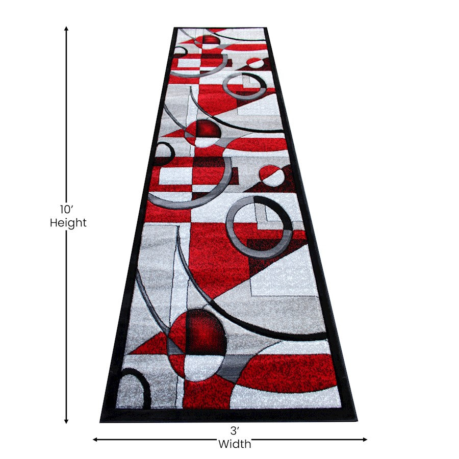 Flash Furniture Elias 3X10 Abstract Rug, Red