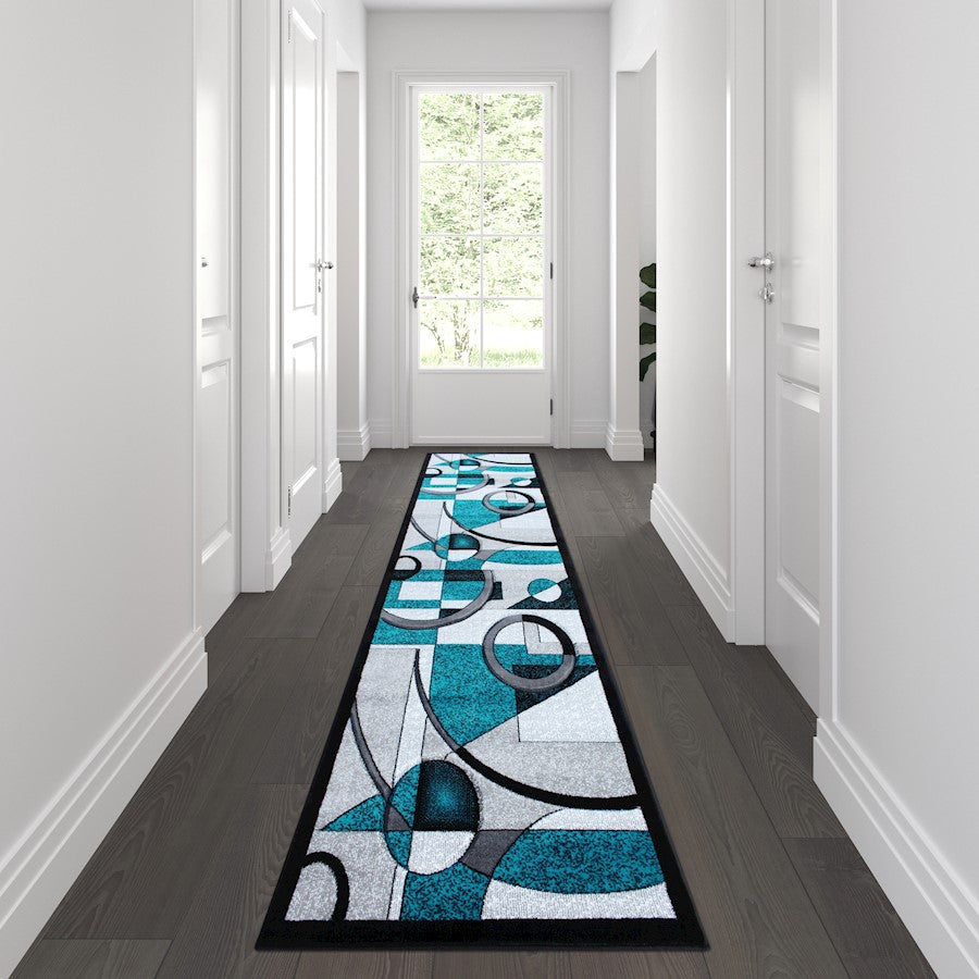 Flash Furniture Elias 3X10 Abstract Rug, Turquoise