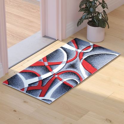 Flash Furniture Atlan 2X3 Abstract Rug, Red