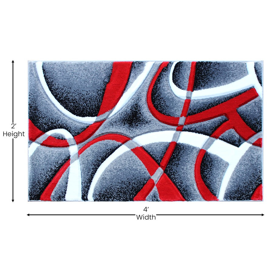Flash Furniture Atlan 2X3 Abstract Rug, Red