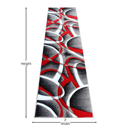 Flash Furniture Atlan 2X7 Abstract Rug, Red