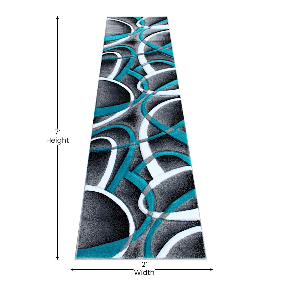 Flash Furniture Atlan 2X7 Abstract Rug, Turquoise