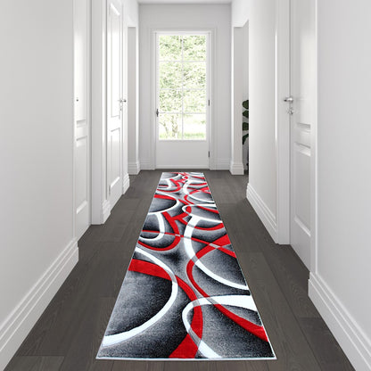 Flash Furniture Atlan 3X10 Abstract Rug, Red