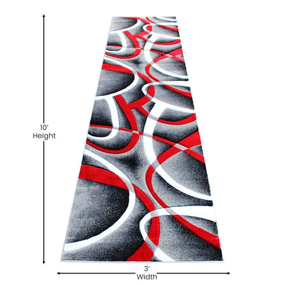 Flash Furniture Atlan 3X10 Abstract Rug, Red