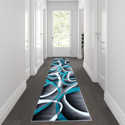 Flash Furniture Atlan 3X10 Abstract Rug, Turquoise