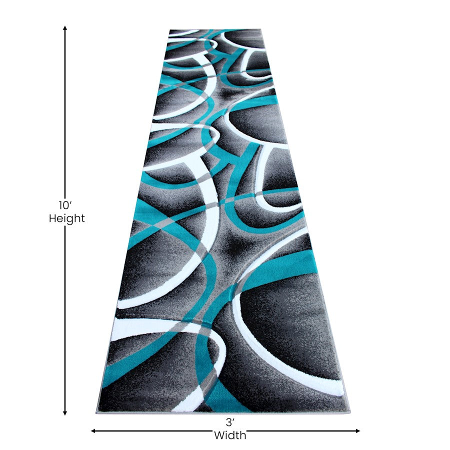 Flash Furniture Atlan 3X10 Abstract Rug, Turquoise