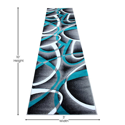 Flash Furniture Atlan 3X10 Abstract Rug, Turquoise