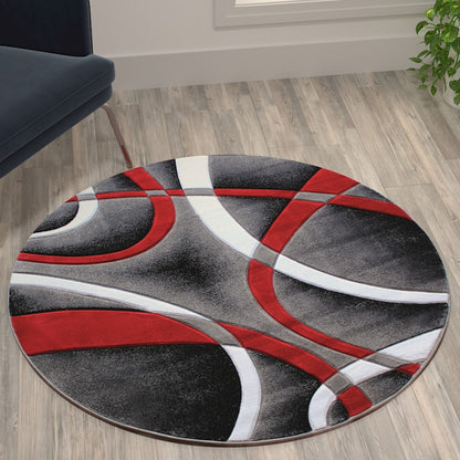 Flash Furniture Atlan 4X4 Abstract Rug, Red