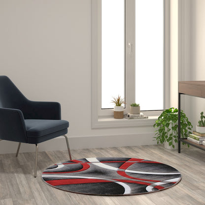 Flash Furniture Atlan 4X4 Abstract Rug, Red