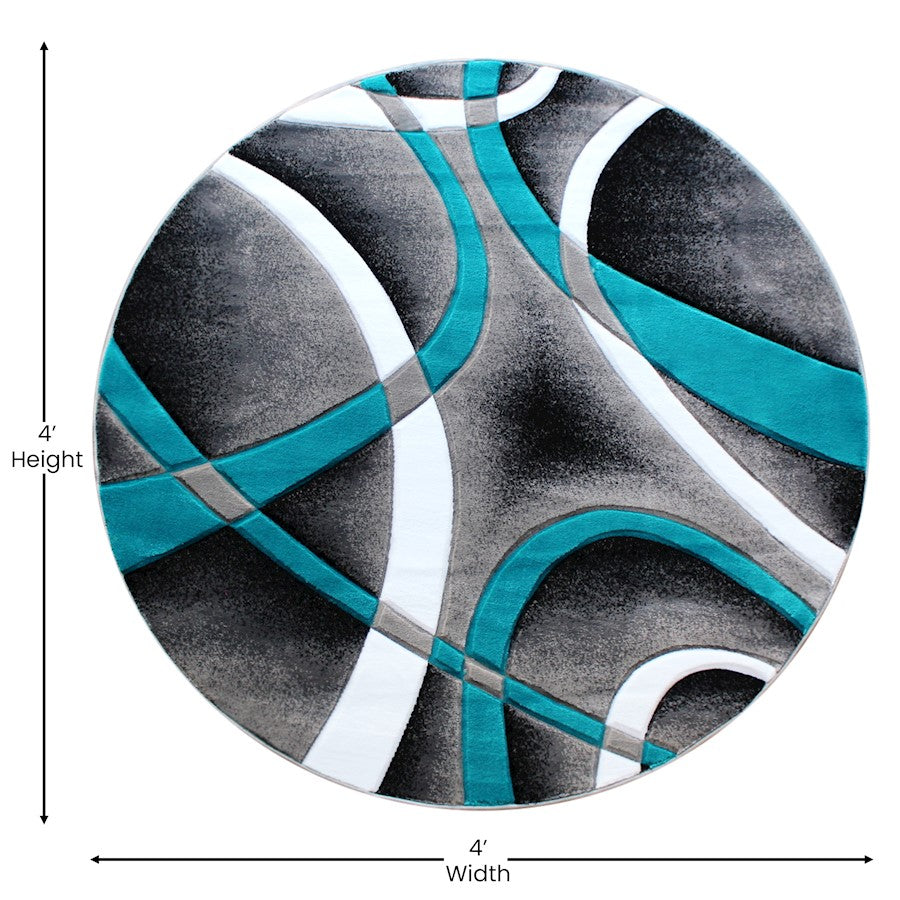 Flash Furniture Atlan 4X4 Abstract Rug, Turquoise
