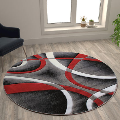 Flash Furniture Atlan 5X5 Abstract Rug, Red
