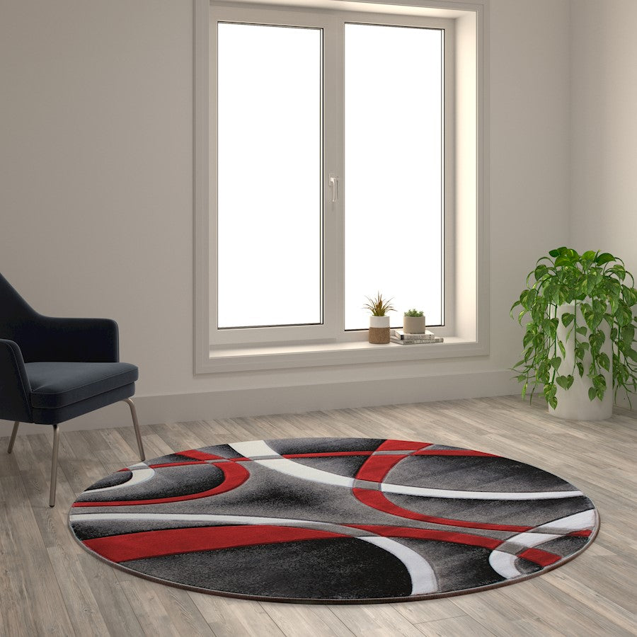 Flash Furniture Atlan 5X5 Abstract Rug, Red
