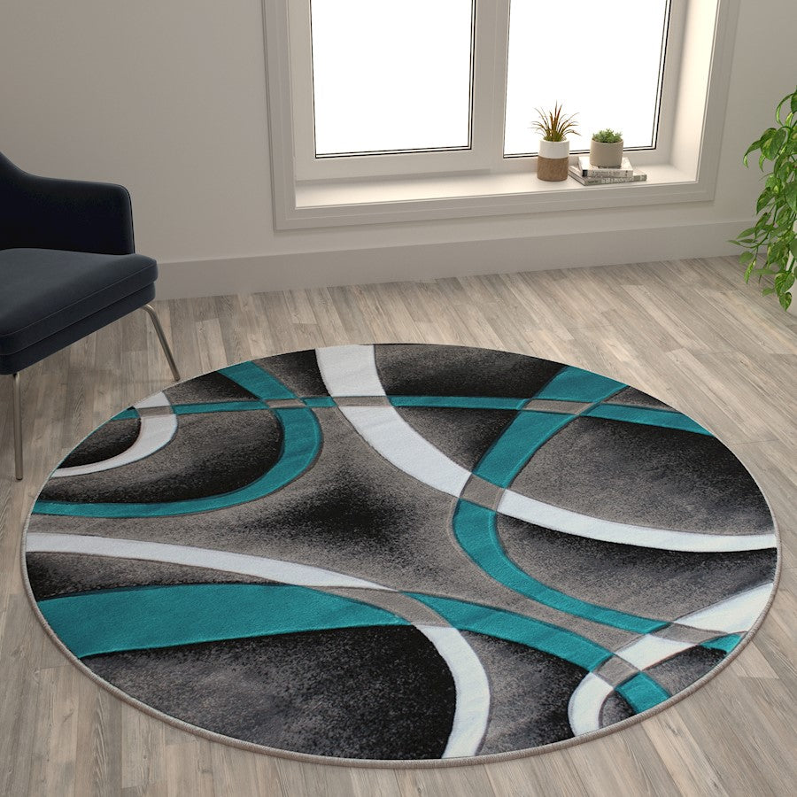 Flash Furniture Atlan 5X5 Abstract Rug, Turquoise