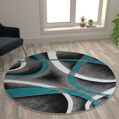 Flash Furniture Atlan 5X5 Abstract Rug, Turquoise
